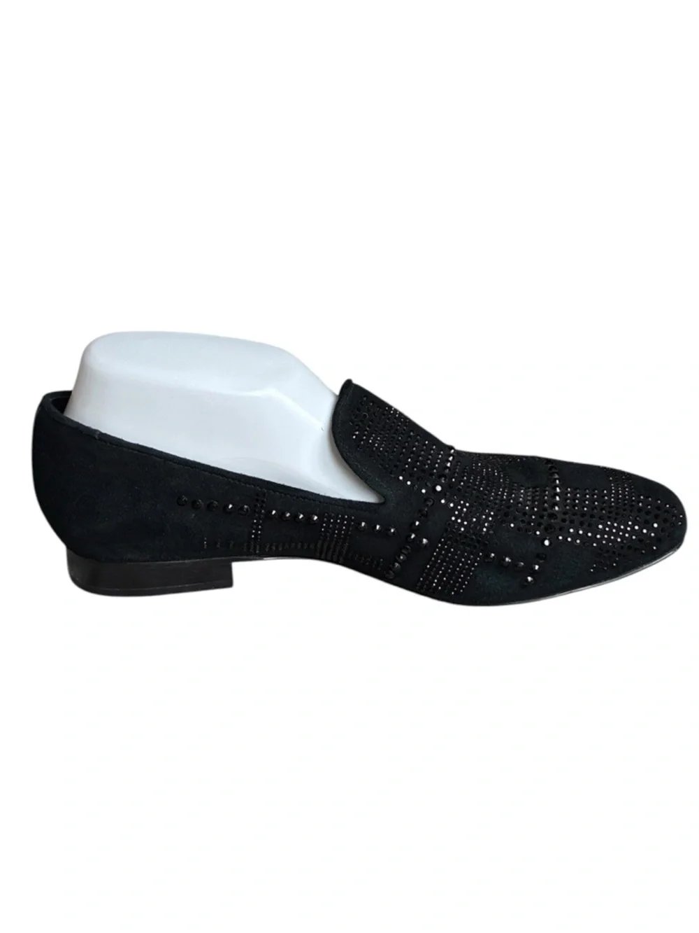 Donald Pliner LIBBISP Crystal Grid  Loafers Black Suede Slip On 9.5